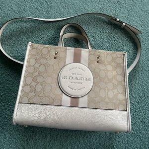 Authentic Dempsey Carryall In Signature Jacquard With Stripe And Coach Patch